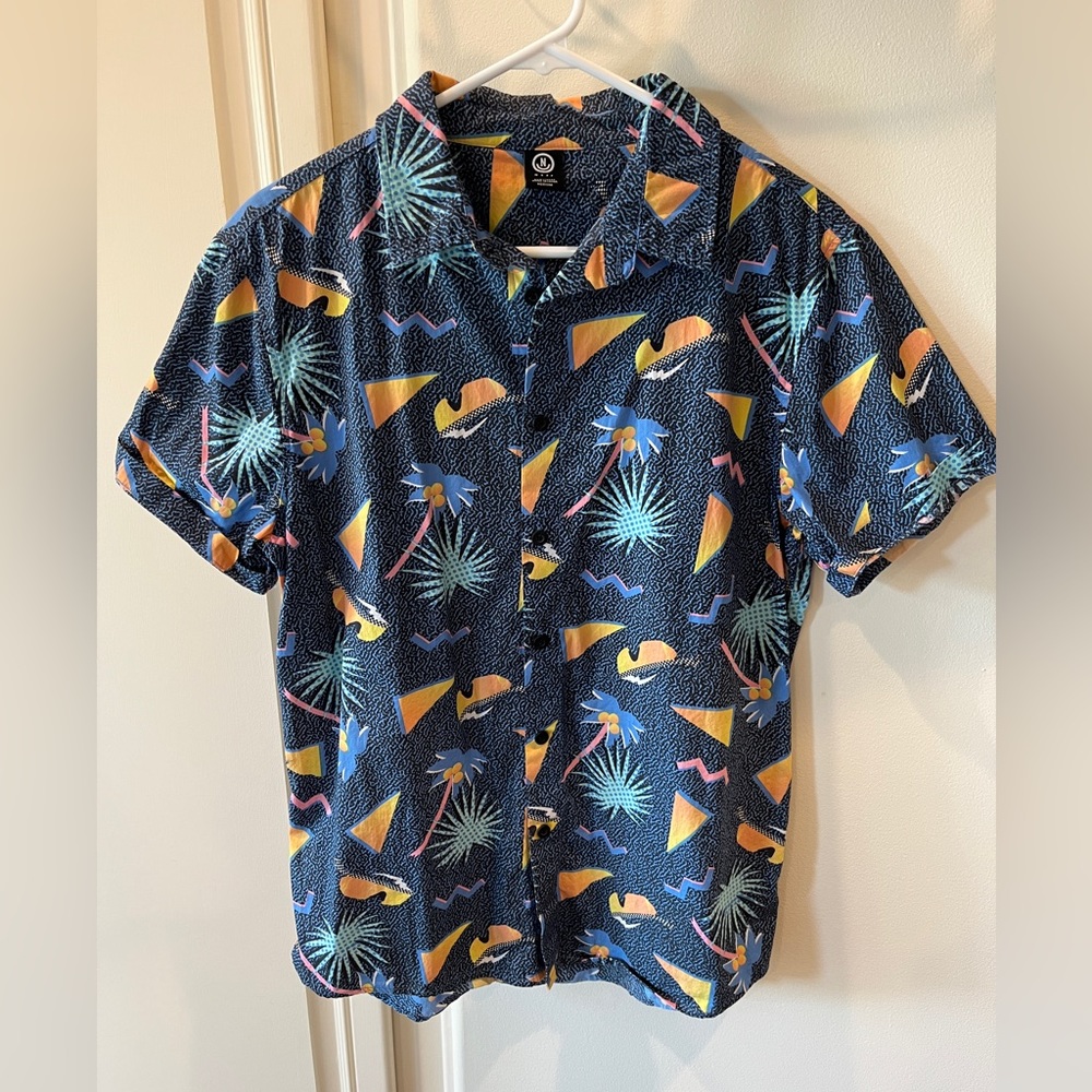 NEFF button down, collar, short-sleeves, blue sz Medium Mens Shirt